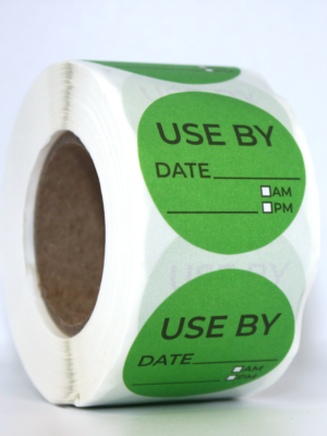 Used-by-sticker-roll