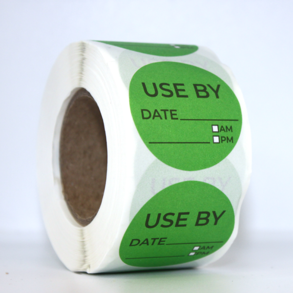 Food Hygiene USE BY Food Rotation Label Roll of 500 (Green)