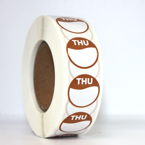 Day Dot Food Hygiene / Prioritisation Label for Thursday, Pack of 1,000 Labels, 20mm Diameter