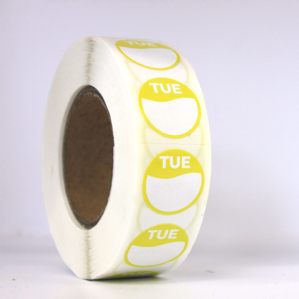 Day Dot Food Hygiene / Prioritisation Label for Tuesday, Pack of 1,000 Labels, 20mm Diameter