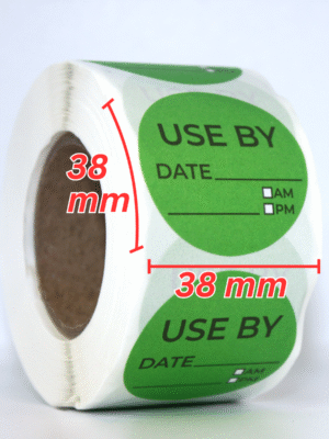 Food Hygiene USE BY Food Rotation Label Roll of 500 (Green)