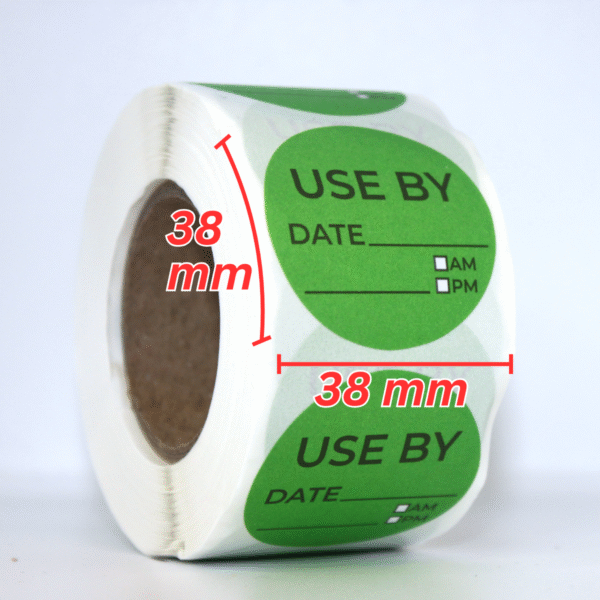 Food Hygiene USE BY Food Rotation Label Roll of 500 (Green)