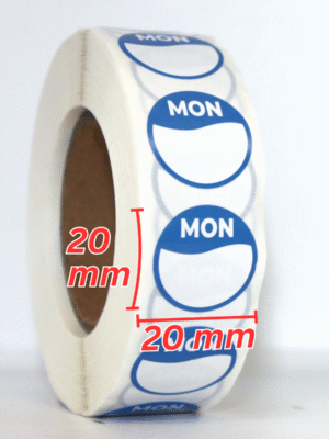 Day Dot Food Hygiene / Prioritisation Label for Monday, Pack of 1,000 Labels, 20mm Diameter
