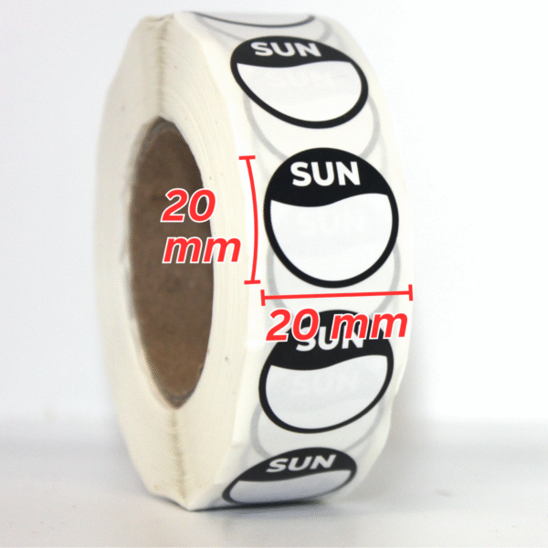 Day Dot Food Hygiene / Prioritisation Label for Sunday, Pack of 1,000 Labels, 20mm Diameter