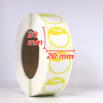 Day Dot Food Hygiene / Prioritisation Label for Tuesday, Pack of 1,000 Labels, 20mm Diameter