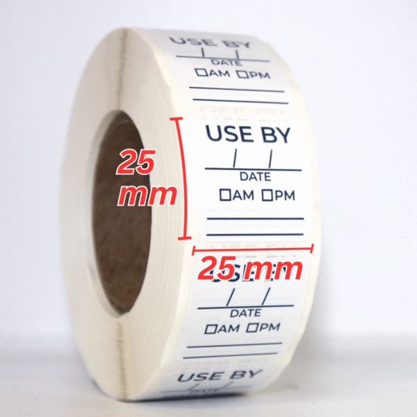 Use by Labels Square- 25mm x 25mm Day Dot stickers DAYMARK Food Hygiene labels, roll of 1,000