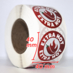 Food flavour labels Round Extra Hot 40mm stickers, Roll of 500