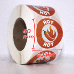 Food flavour labels Round Hot 40mm stickers, Roll of 500