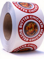 Butter Chicken Labels – Round 40mm Stickers, Roll of 500