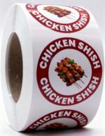 Chicken Shish Labels – Round 40mm Stickers, Roll of 500