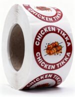 Chicken Tikka Labels – Round 40mm Stickers, Roll of 500