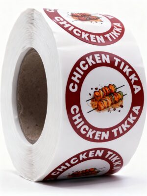 Chicken Tikka Labels – Round 40mm Stickers, Roll of 500