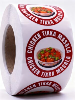 Chicken Tikka Masala Labels – Round 40mm Stickers, Roll of 500