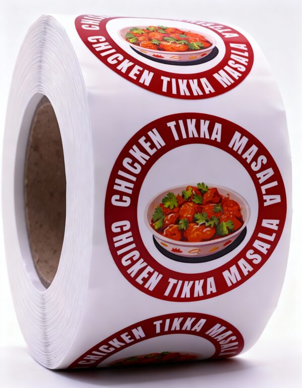 Chicken Tikka Masala Labels – Round 40mm Stickers, Roll of 500