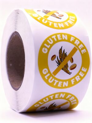 Gluten Free Labels – Round 40mm Stickers, Roll of 500