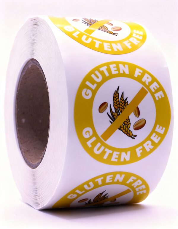 Gluten Free Labels – Round 40mm Stickers, Roll of 500