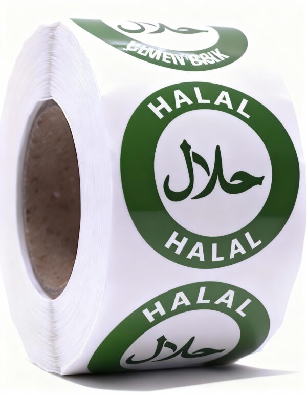 Halal Labels – Round 40mm Stickers, Roll of 500