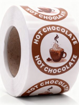 Hot Chocolate Labels – Round 40mm Stickers, Roll of 500