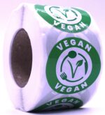 Vegan Labels – Round 40mm Stickers, Roll of 500