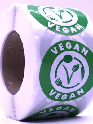 Vegan Labels – Round 40mm Stickers, Roll of 500