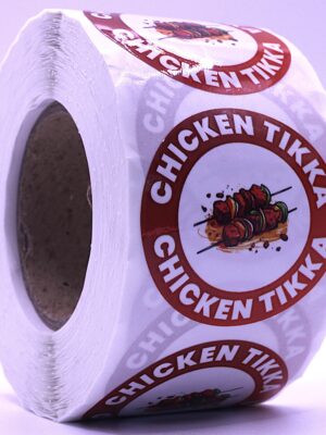Chicken Tikka Labels – Round 40mm Stickers, Roll of 500