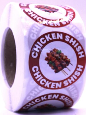 Chicken Shish Labels – Round 40mm Stickers, Roll of 500