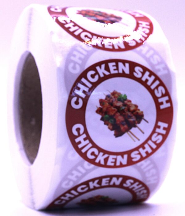Chicken Shish Labels – Round 40mm Stickers, Roll of 500