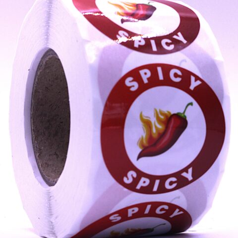 Spicy Labels – Round 40mm Stickers, Roll of 500