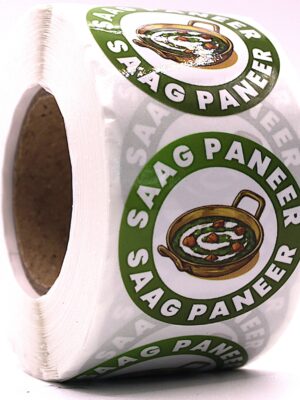 Saag Paneer Labels – Round 40mm Stickers, Roll of 500