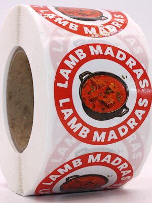 Lamb Madras Labels – Round 40mm Stickers, Roll of 500