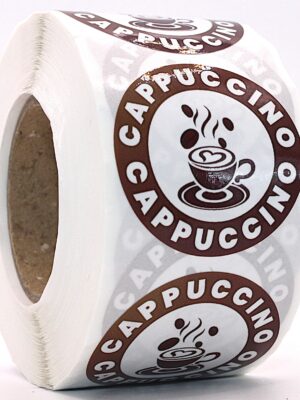 Cappuccino Labels – Round 40mm Stickers, Roll of 500