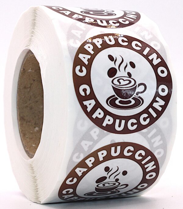 Cappuccino Labels – Round 40mm Stickers, Roll of 500