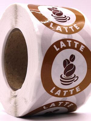 Latte Labels – Round 40mm Stickers, Roll of 500