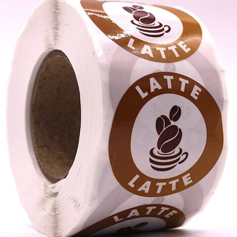Latte Labels – Round 40mm Stickers, Roll of 500