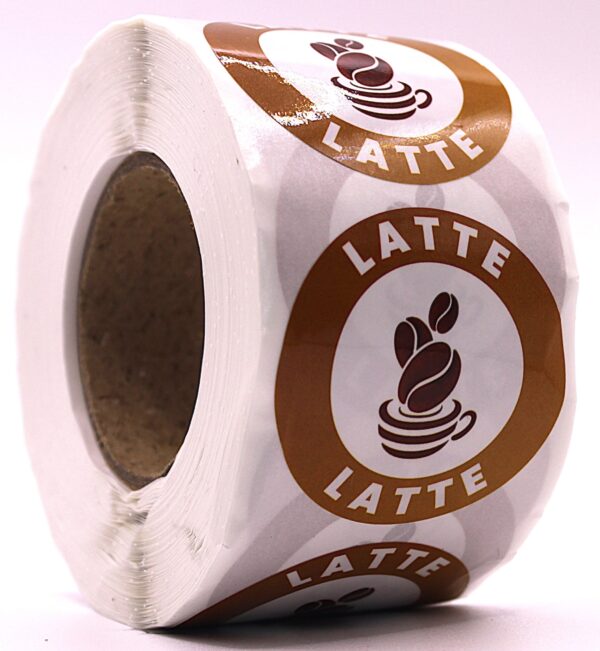 Latte Labels – Round 40mm Stickers, Roll of 500