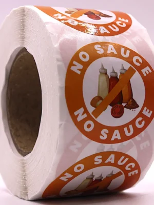 No Sauce Labels – Round 40mm Stickers, Roll of 500