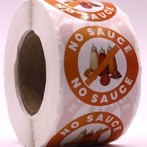 No Sauce Labels – Round 40mm Stickers, Roll of 500