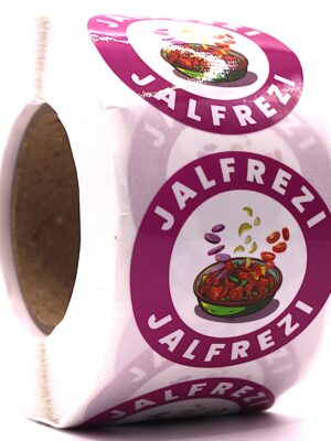 Jalfrezi Labels – Round 40mm Stickers, Roll of 500