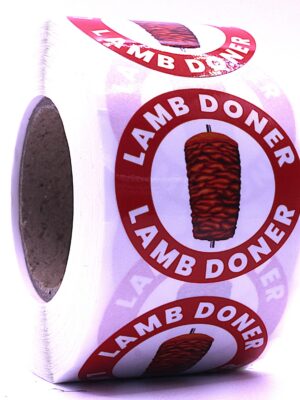 Lamb Doner Labels – Round 40mm Stickers, Roll of 500
