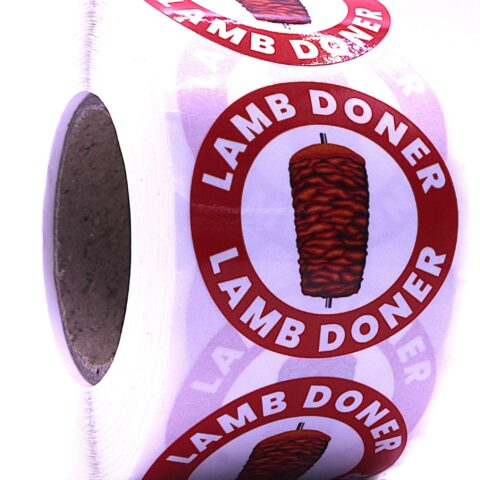Lamb Doner Labels – Round 40mm Stickers, Roll of 500