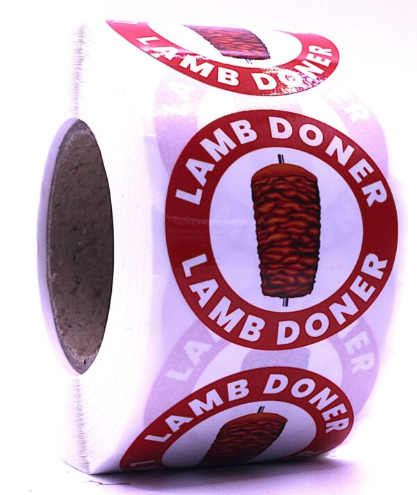 Lamb Doner Labels – Round 40mm Stickers, Roll of 500