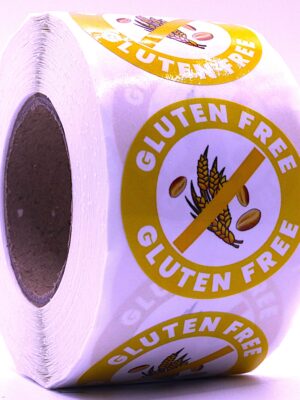 Gluten Free Labels – Round 40mm Stickers, Roll of 500