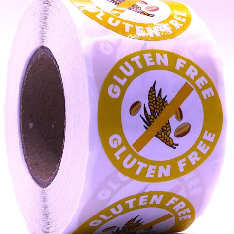 Gluten Free Labels – Round 40mm Stickers, Roll of 500