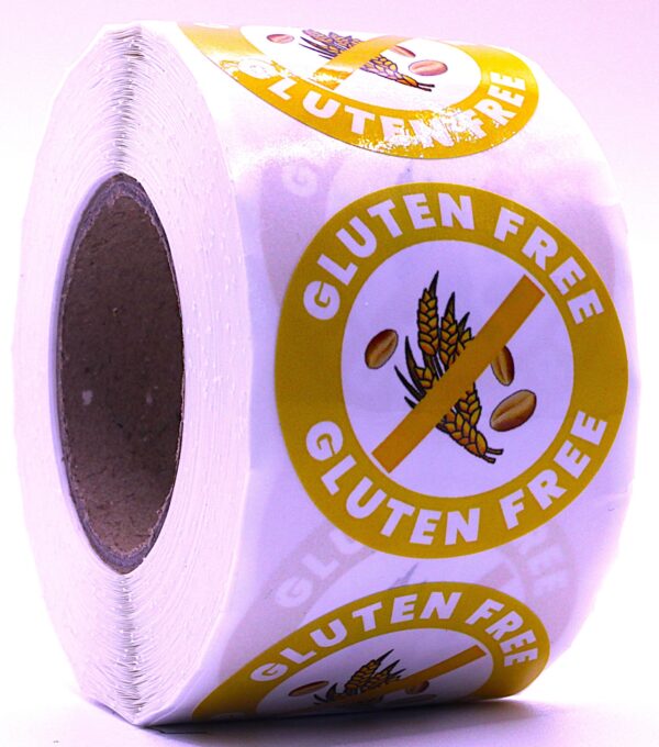 Gluten Free Labels – Round 40mm Stickers, Roll of 500