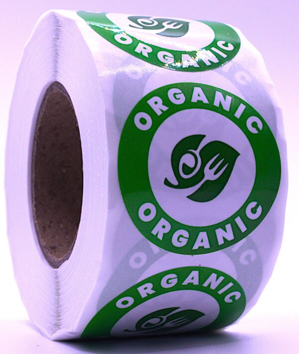 Organic Labels – Round 40mm Stickers, Roll of 500