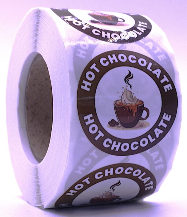 Hot Chocolate Labels – Round 40mm Stickers, Roll of 500