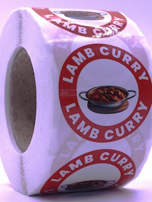 Lamb Curry Labels – Round 40mm Stickers, Roll of 500