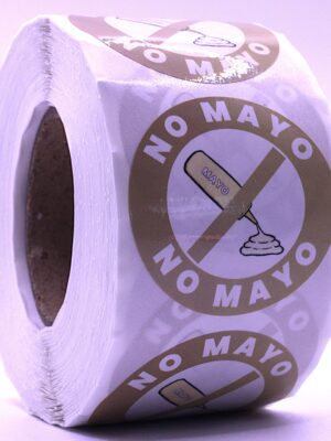 No Mayo Labels – Round 40mm Stickers, Roll of 500