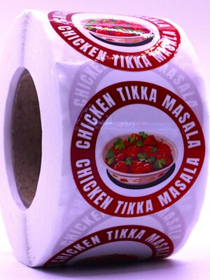 Chicken Tikka Masala Labels – Round 40mm Stickers, Roll of 500