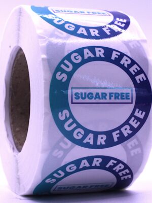 Sugar Free Labels – Round 40mm Stickers, Roll of 500